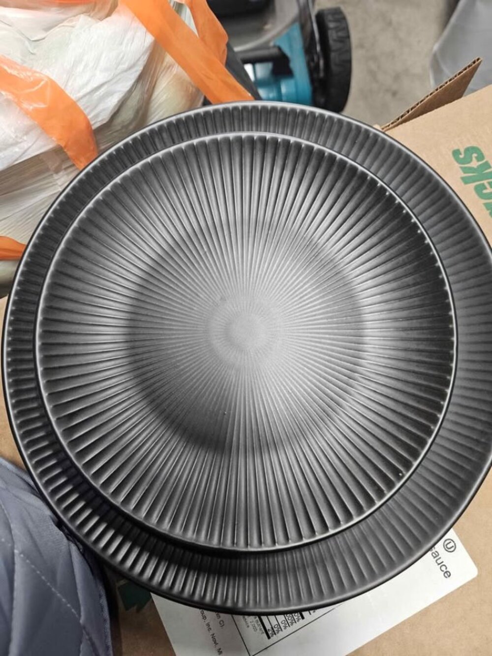 Black Stoneware Salad + Dinner Plate (Set of 12 , 24 pcs)